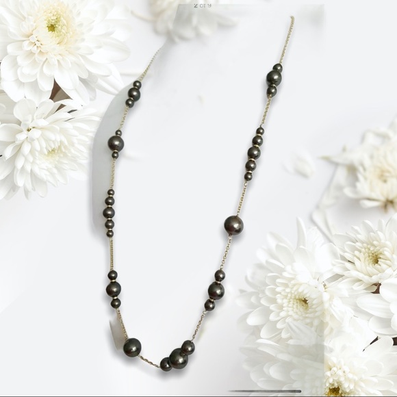 J. Crew Jewelry - Reduced-J. Crew Silvery Black Faux Pearl Necklace